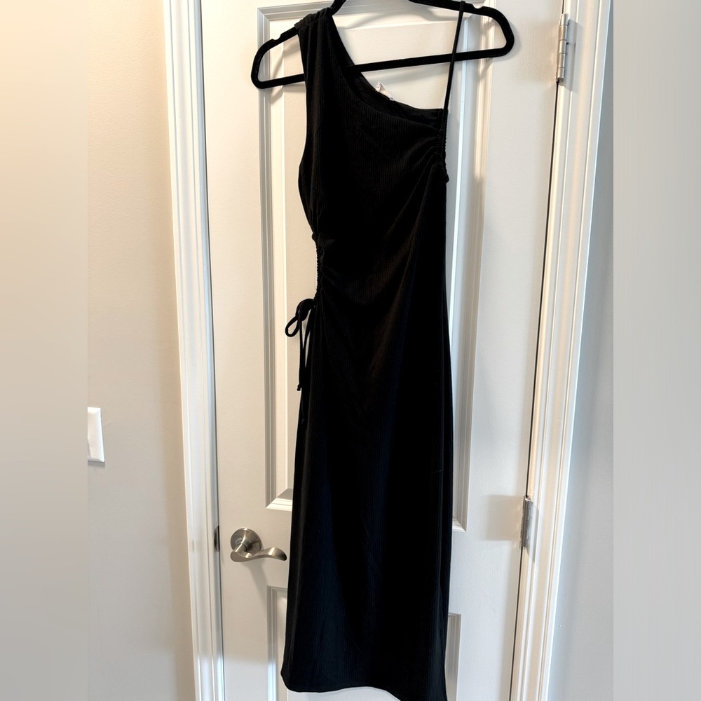 Le Lis Black Ribbed Midi Dress Size Small